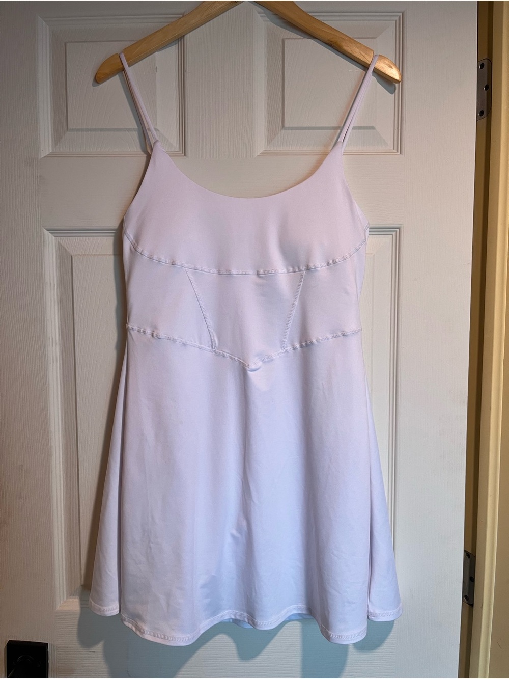 refuge White Spaghetti-Strap athletic Fit & Flare Dress with shorts